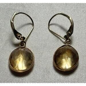 Zimmer Brothers (ZB) 14k Yellow Gold Oval Citrine Earrings Leverback Authentic